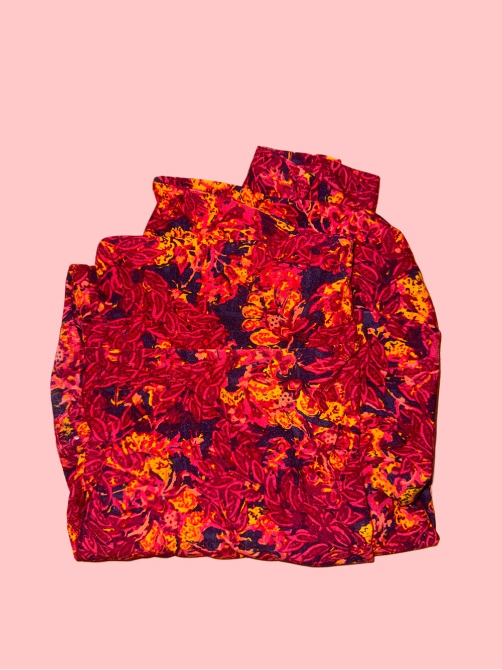 LuLaRoe Red & Yellow Abstract Floral Skirt